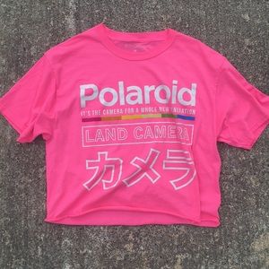 hot pink polaroid t-shirt